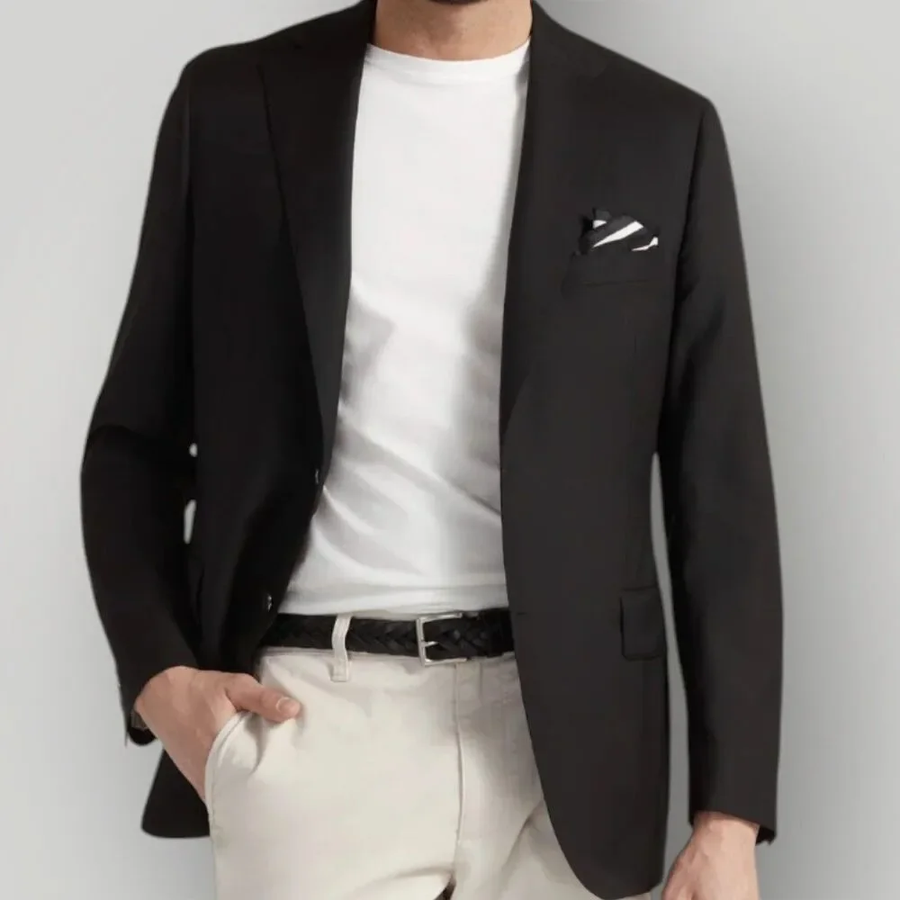 RALPH LAUREN Mens Blazer 44R Sport Coat Two Button Suit Jacket Black Wool